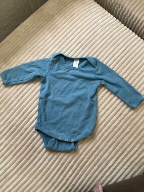 Long-Sleeve Blue Baby One-Piece Bodysuit